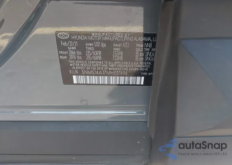 2021 Hyundai Santa Fe Se z USA, uszkodzony, nr VIN 5NMS14AJ7MH337436